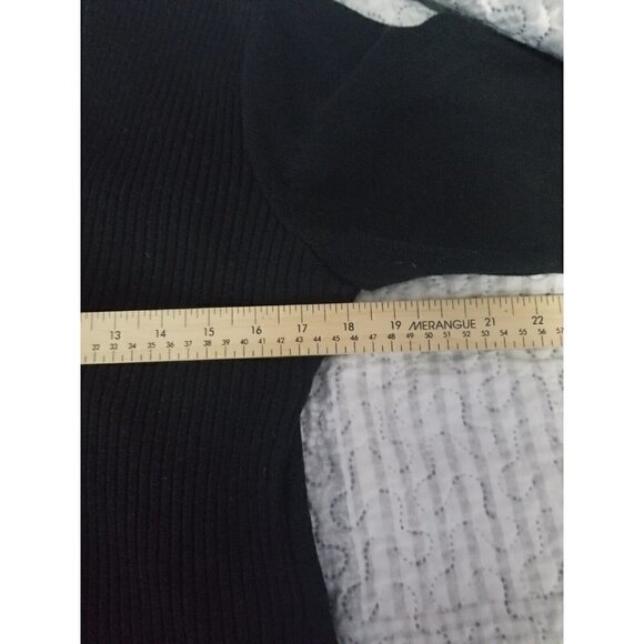 Putorti Sz L 3/4 Sleeves Sweater 3-Button Stretch Ribbed Black - Picture 3 of 6